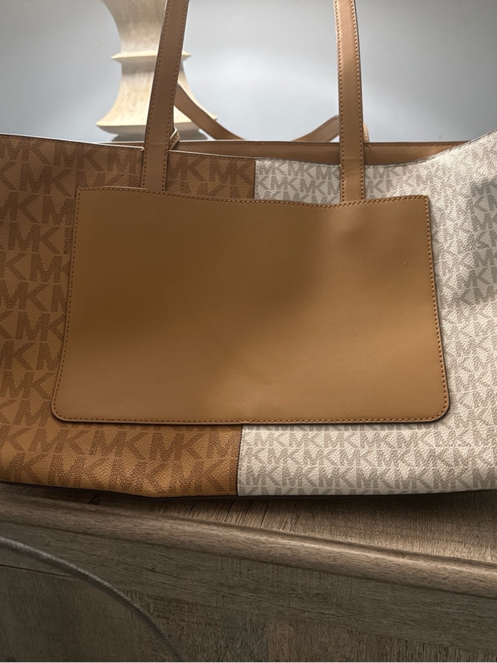 Michael Kors Two-Tone Caramel and Cream Logo Tote